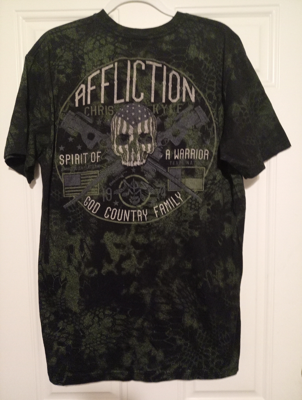 AFFLICTION CHRIS KYLE BLACK /GRAY GRAPHIC T MENS SIZE 2X SHIRT